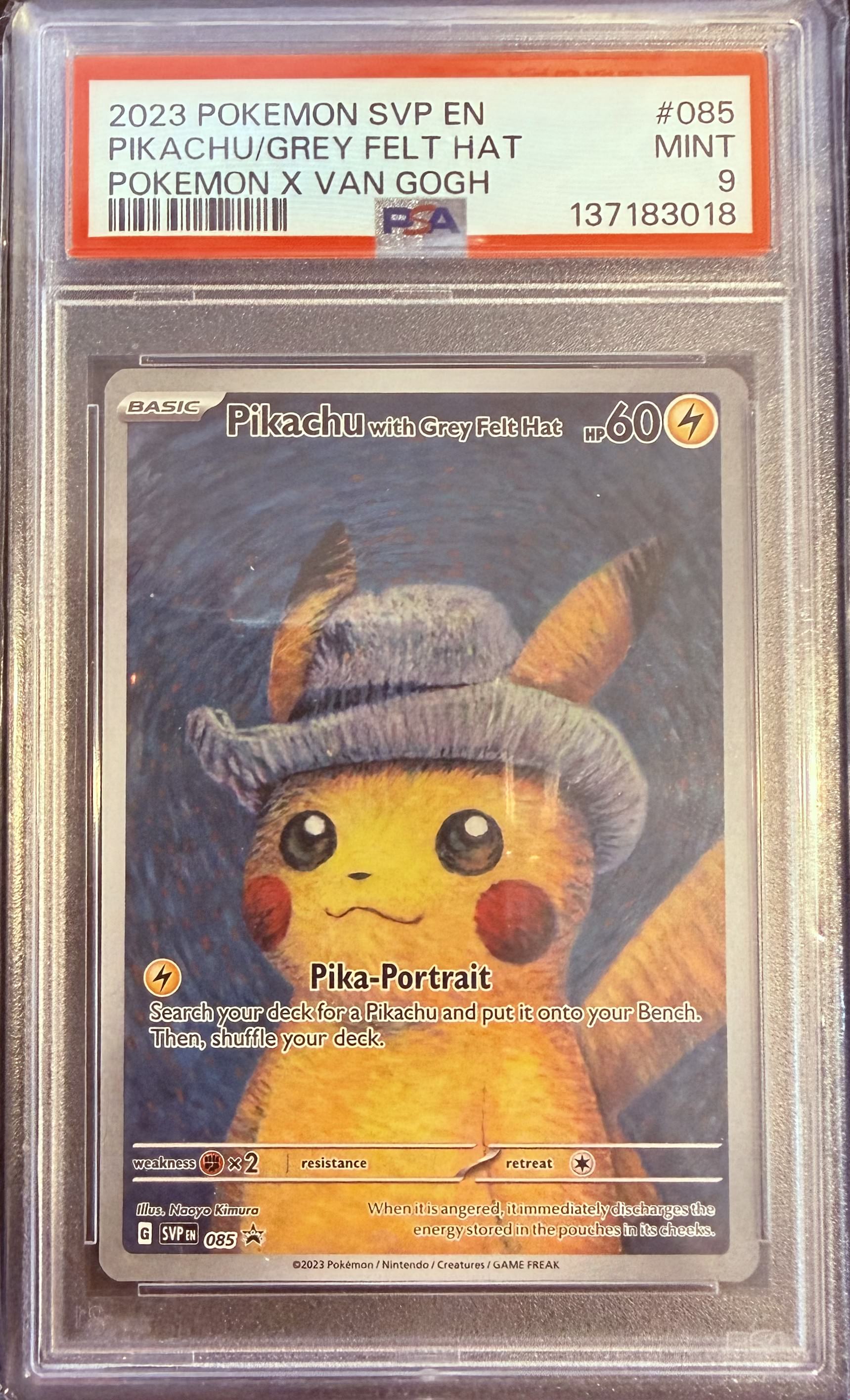 PSA 9 PIKACHU WITH GREY FELT HAT PROMO 085 · PSA 9 · Scarlet 